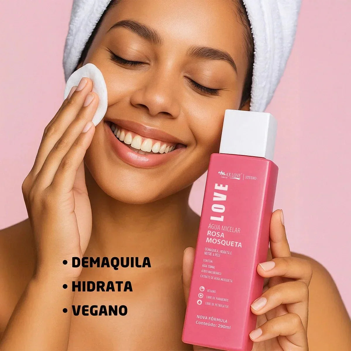 Água Micelar Rosa Mosqueta Max Love - Limpeza e Ácido Hialurônico 290ml
