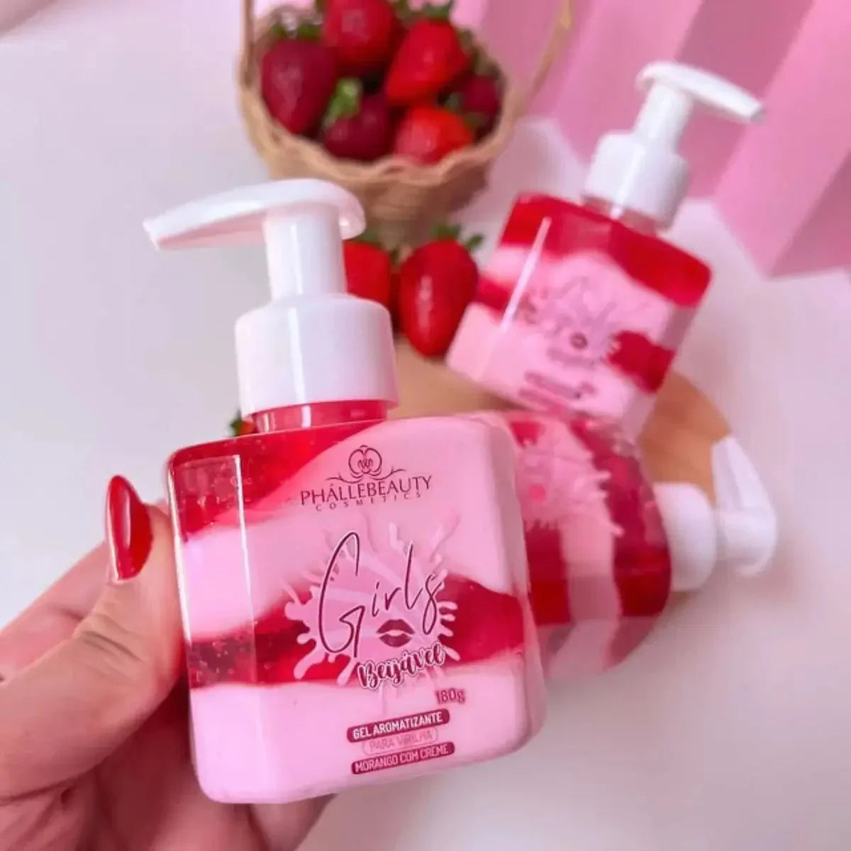 Gel Hidratante Corporal e Íntimo Beijável Phállebeauty - Morango com Creme 180g