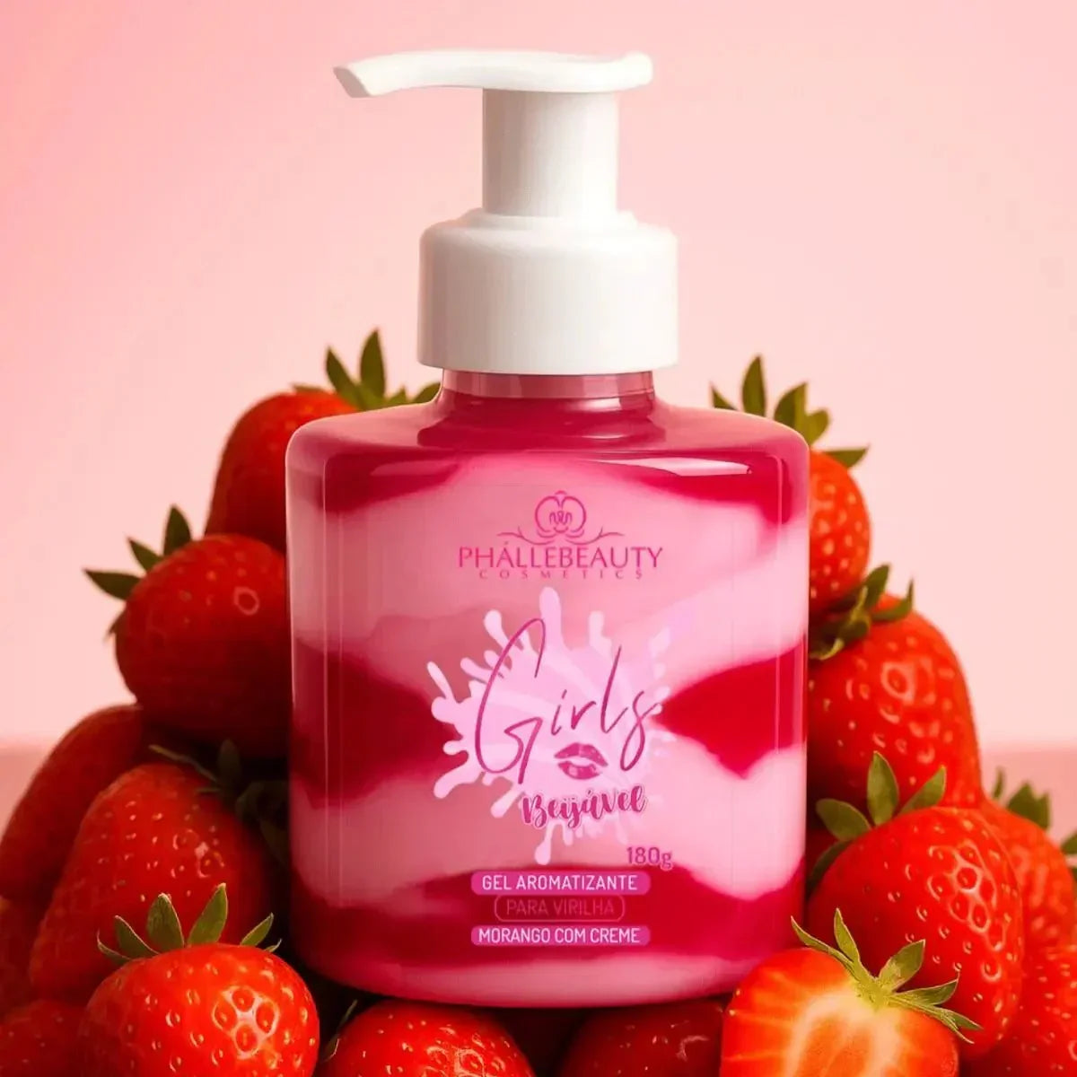 Gel Hidratante Corporal e Íntimo Beijável Phállebeauty - Morango com Creme 180g