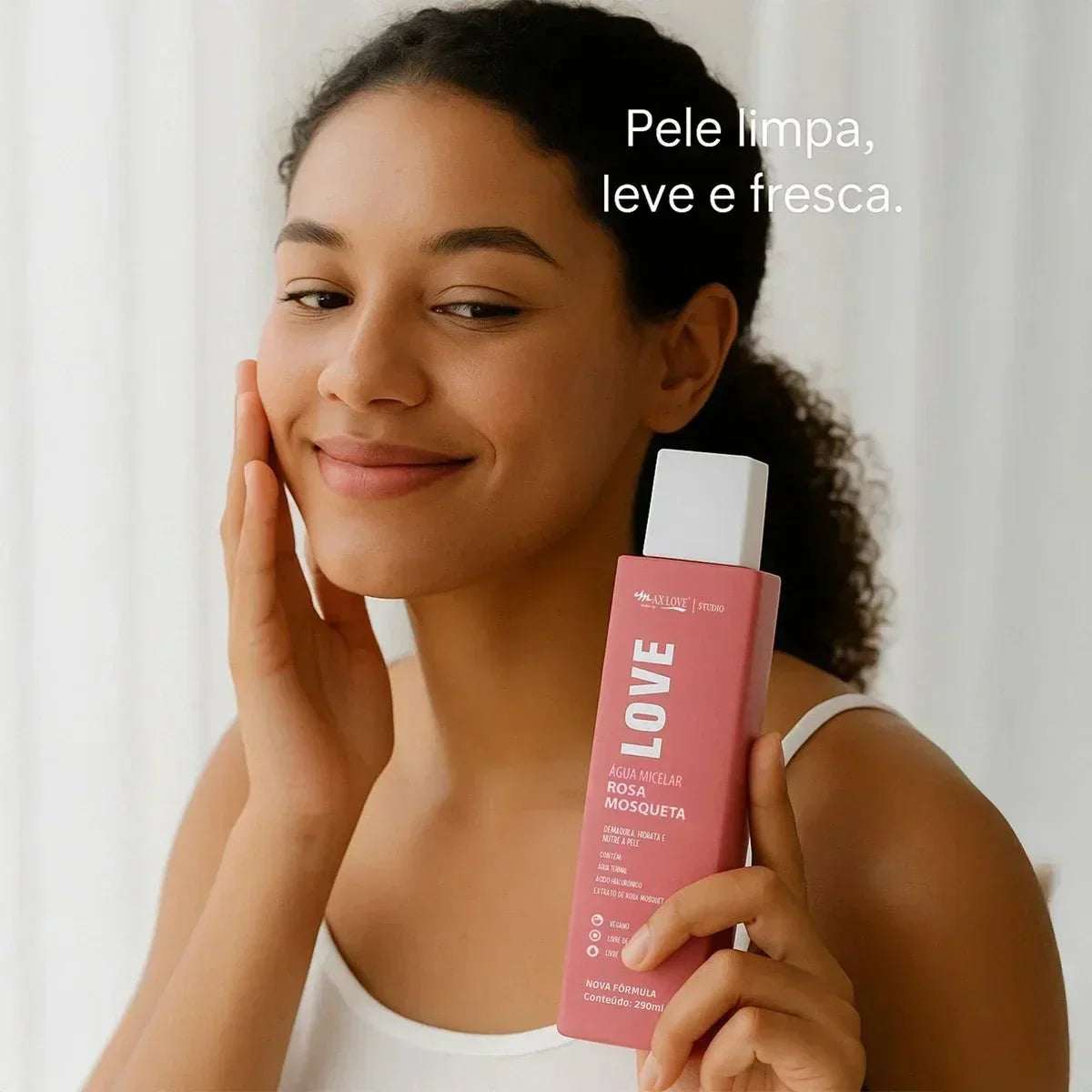Água Micelar Rosa Mosqueta Max Love - Limpeza e Ácido Hialurônico 290ml