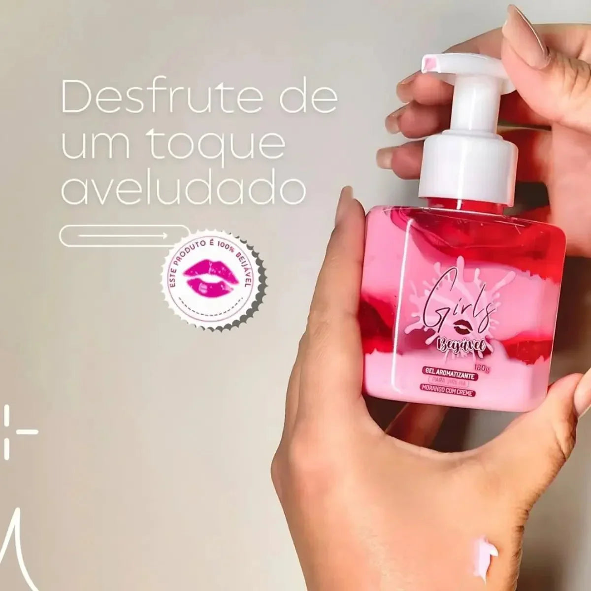 Gel Hidratante Corporal e Íntimo Beijável Phállebeauty - Morango com Creme 180g
