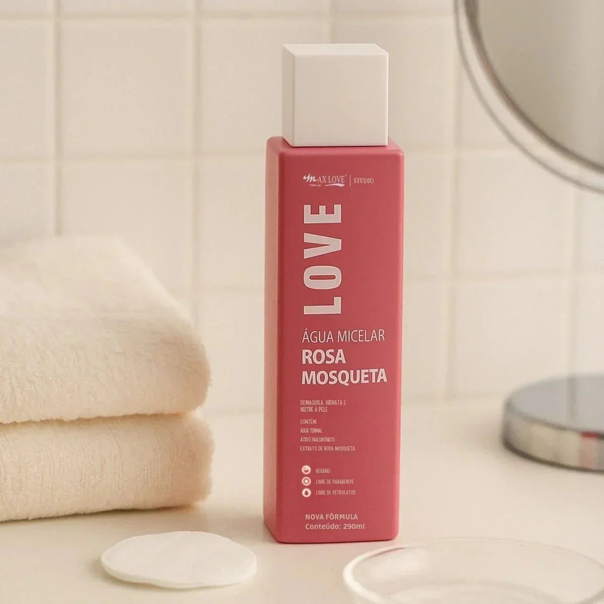 Água Micelar Rosa Mosqueta Max Love - Limpeza e Ácido Hialurônico 290ml